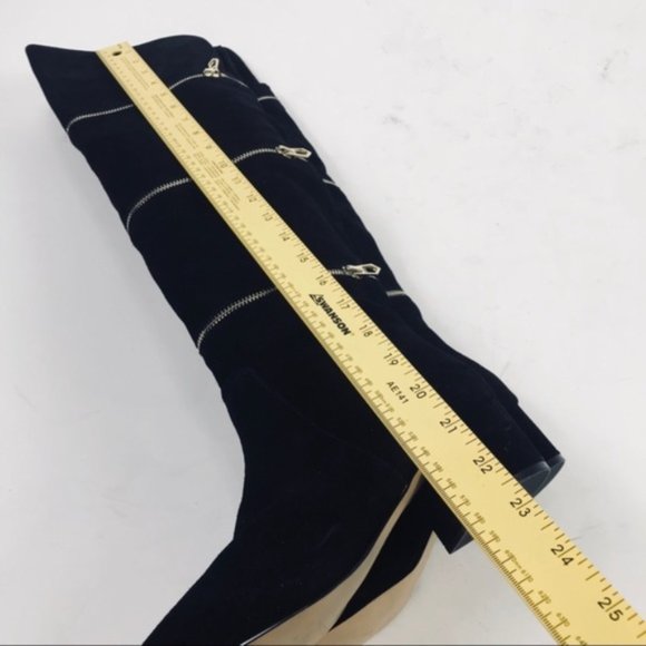 Botkier Black Suede Gold Zipper Over the Knee Boots Size 8 Brand New - Picture 4 of 8